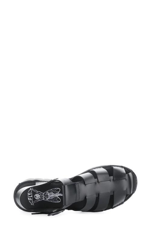 Shop Fly London Emme Platform Fisherman Sandal In Black/black Bridle