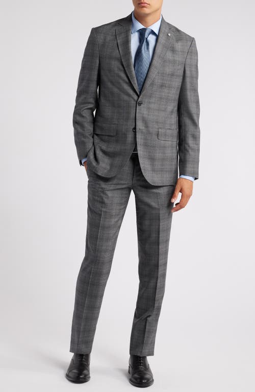 Ted Baker London Karl Slim Fit Deco Plaid Wool Suit in Mid Grey 