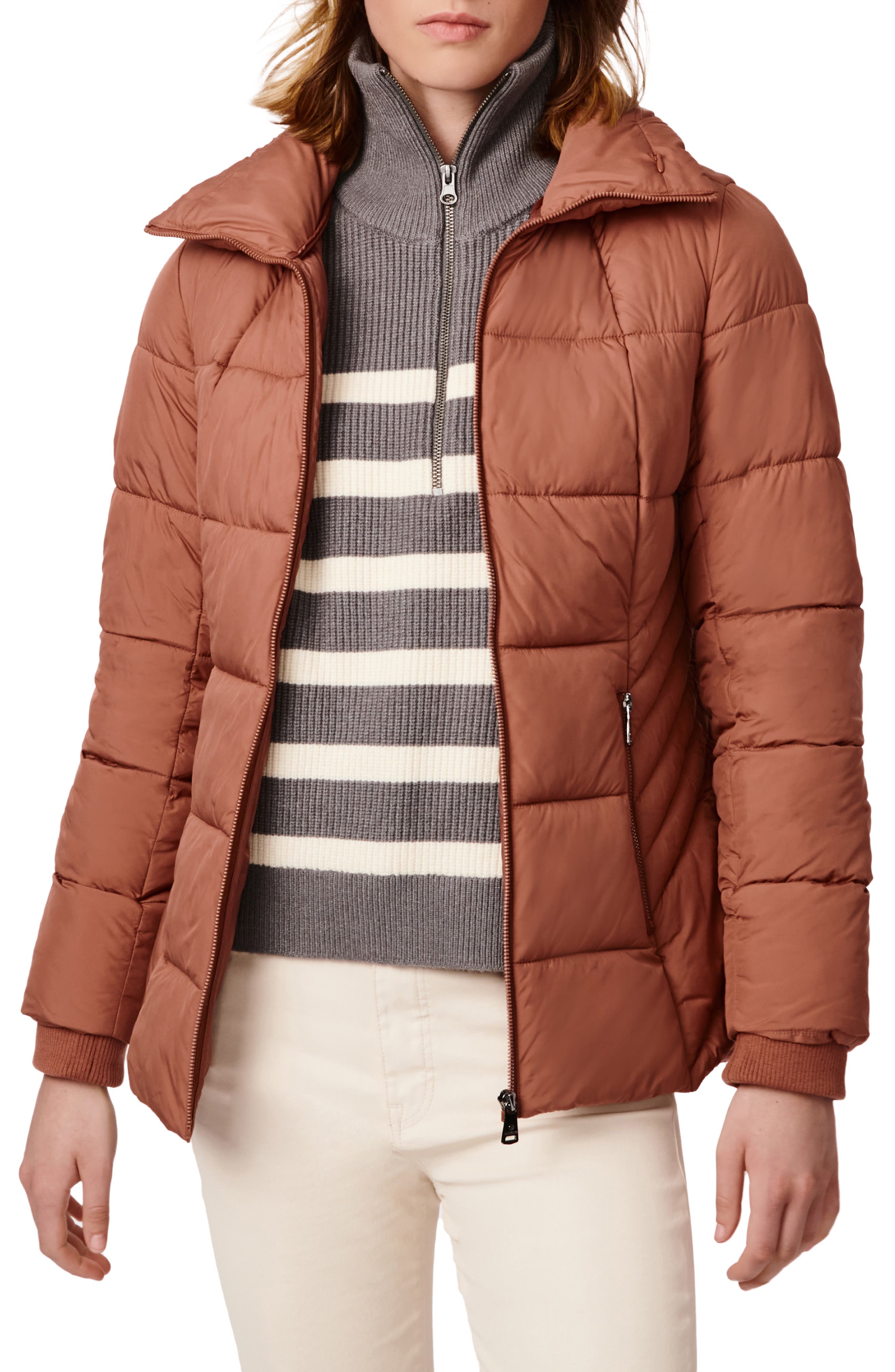 Bernardo Short Puffer Jacket, Size X-Small, Rich Copper