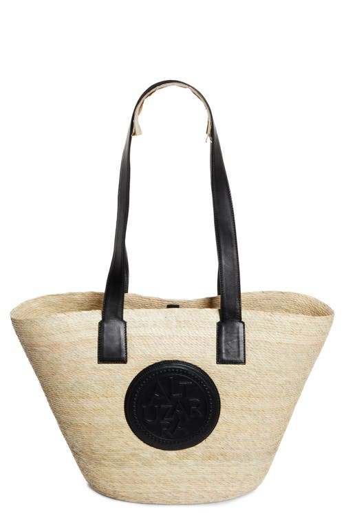 Large Watermill Straw Tote in Natural/Black