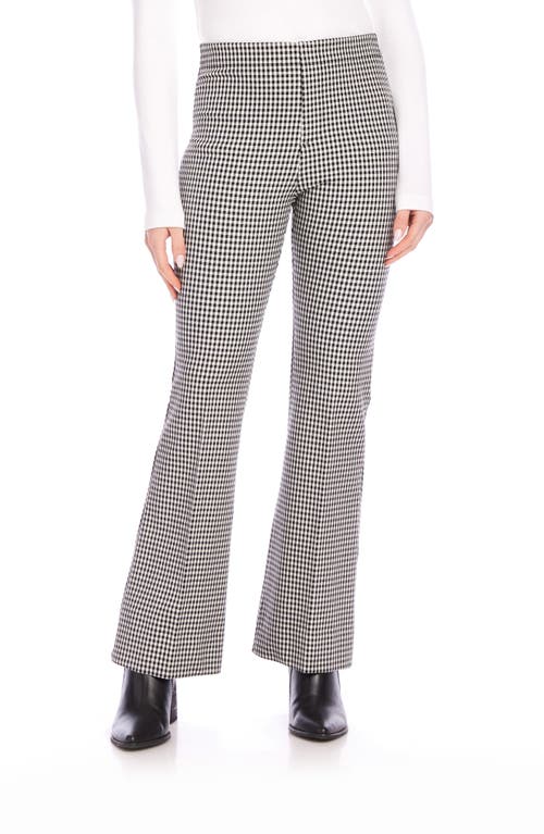 Karen Kane Check Woven Bootcut Pants in Black/Off White 