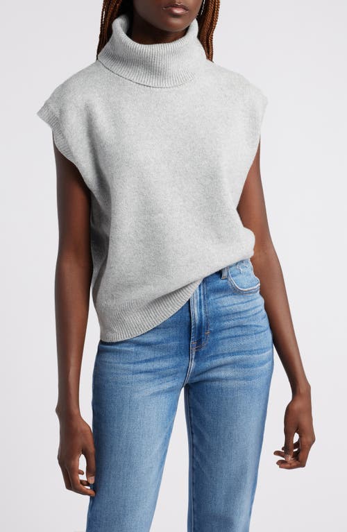 Treasure & Bond Short Dolman Sleeve Cotton Blend Turtleneck Sweater In Grey Heather