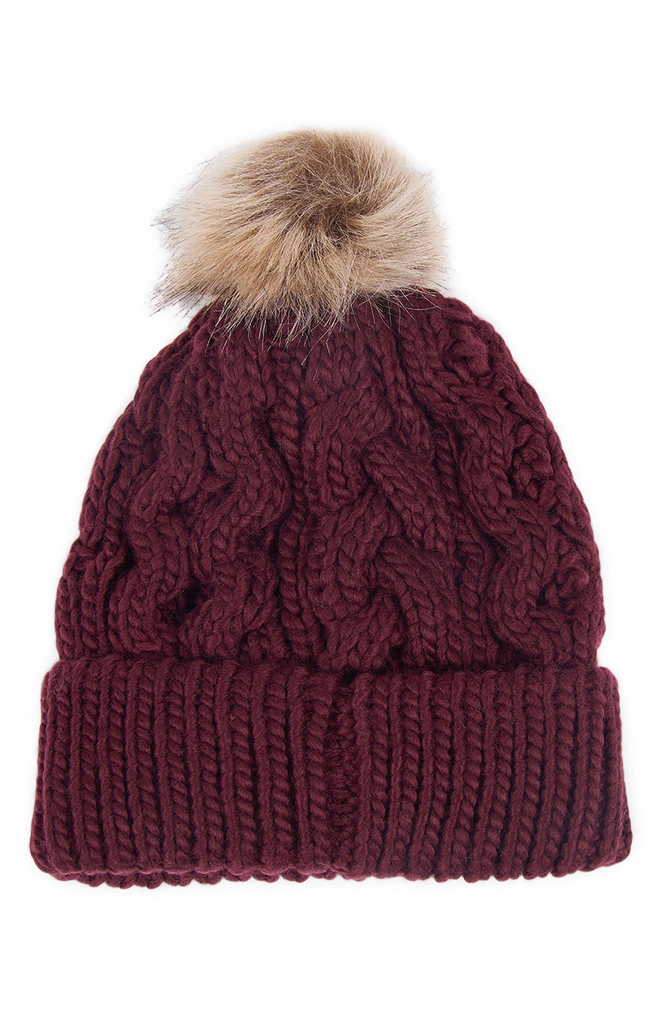 Barbour Penshaw Cable Faux Fur Pom 
