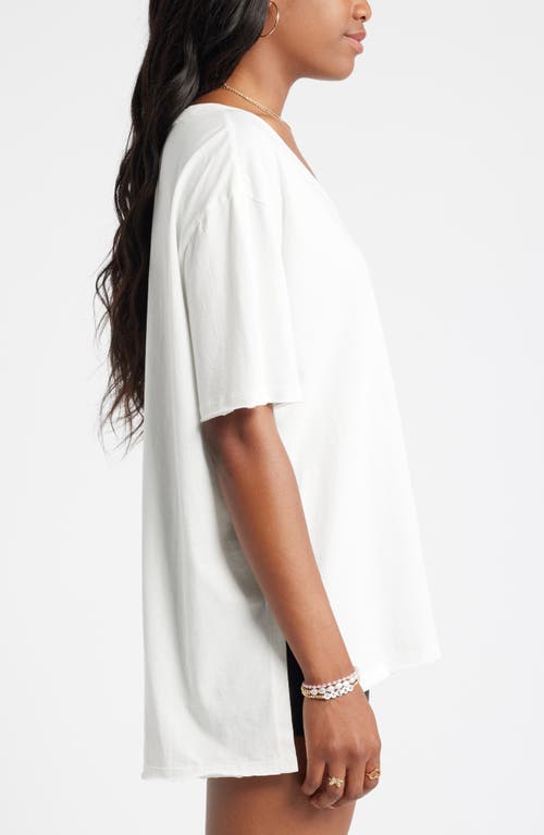 Shop Bp. Oversize V-neck Cotton T-shirt In White Blanc