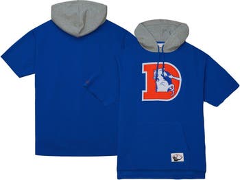 Men's Mitchell & Ness Royal New England Patriots Pre-Game Short Sleeve  Pullover Hoodie
