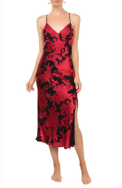 Everyday Ritual Joan Floral Strappy Nightgown Red Black at Nordstrom,