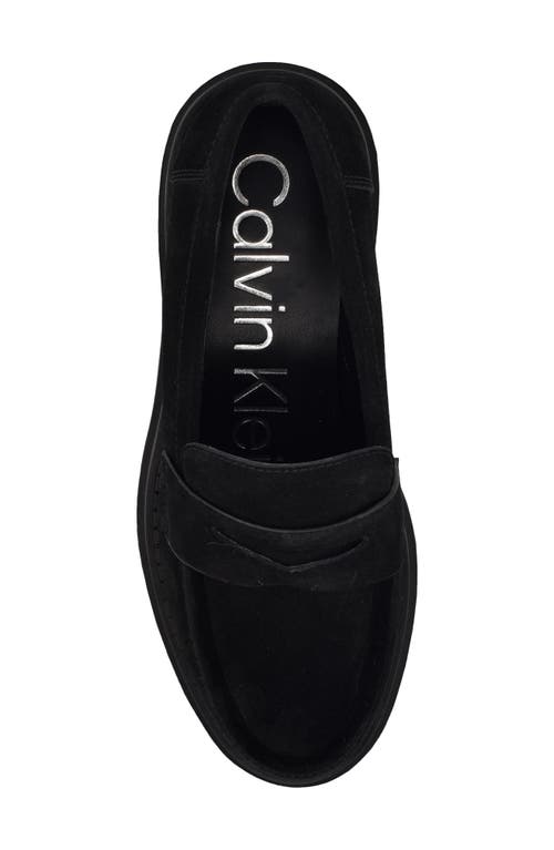 Calvin Klein Womens Solid Man Made Loafers In Black
