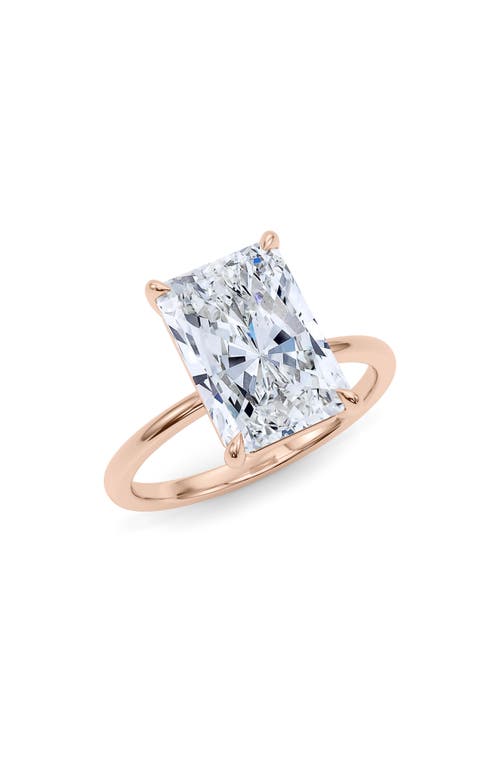 Hautecarat Radiant Cut Lab Created Diamond Ring In 2.00 Ctw 18k Rose Gold