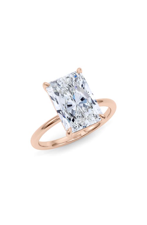 HauteCarat Radiant Cut Lab Created Diamond 18K Gold Ring in Rose Gold at Nordstrom