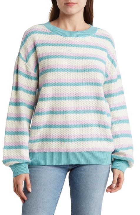 Stripe Pointelle Pullover Sweater