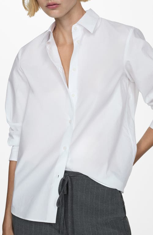 Shop Mango Relaxed Fit Button-up Shirt In Off White