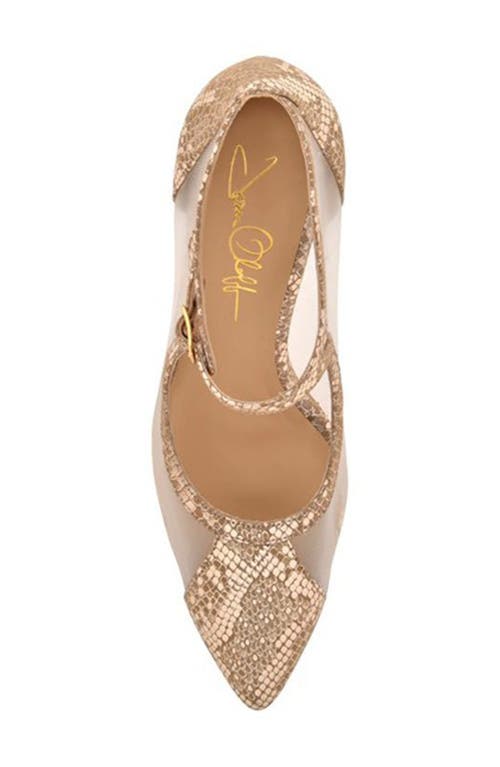 Joan Oloff Rebecca Mesh Pump In Champagne Metallic/mesh