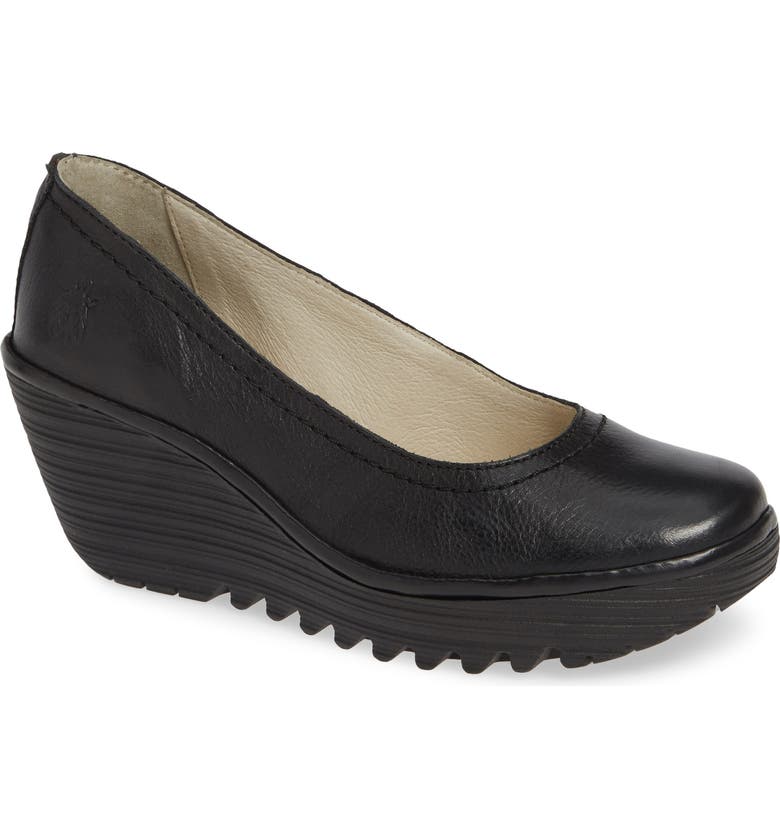 FLY LONDON Yoni Wedge Pump, Main, color, BLACK BRITO