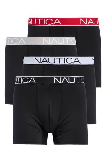 Nautica 4-pack Micro Boxer Briefs In Black W Black/rhubarb Rose