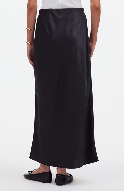 Shop Madewell Satin Maxi Slip Skirt In True Black