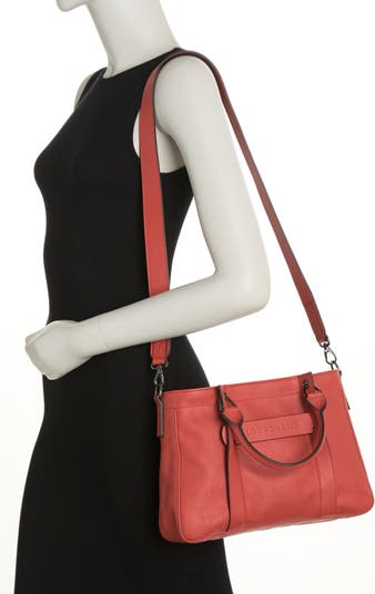 Longchamp Le Cuir Convertible Hobo Bag in Red