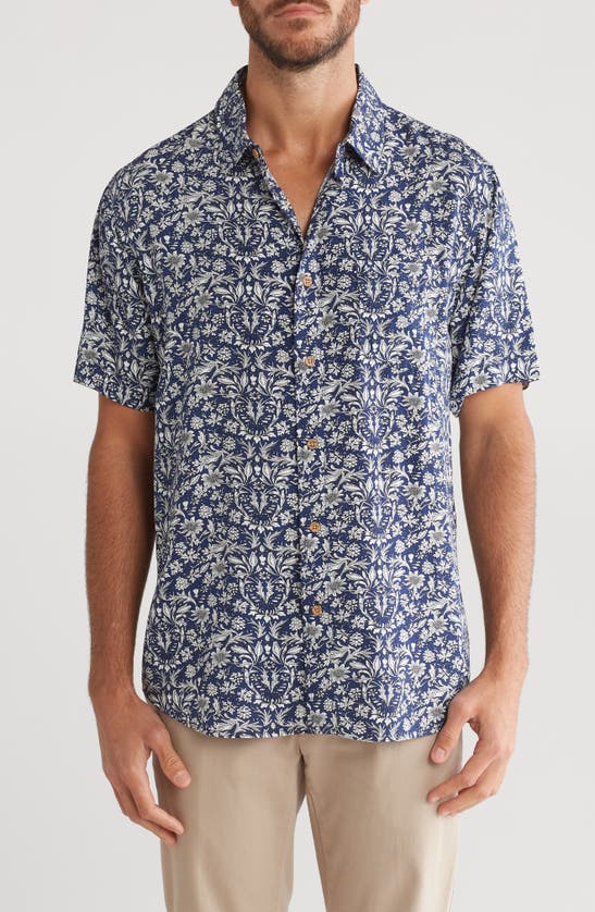 Shop Union Venice Short Sleeve Print Relaxed Fit Shirt In Atlantic