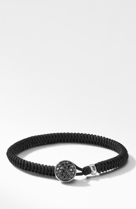 David Yurman Pave Leather ID Bracelet with Black Diamonds