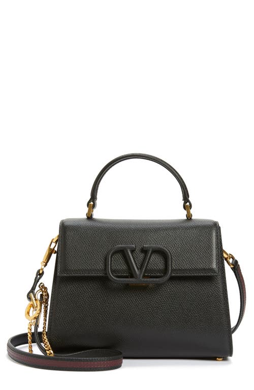 Valentino Garavani Vsling Leather Top Handle Bag In R82 Nero/rubin
