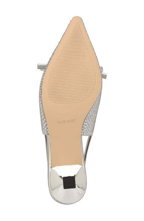 Shop Nine West Wunder Slingback Pointed Toe Kitten Heel Pump In Silver