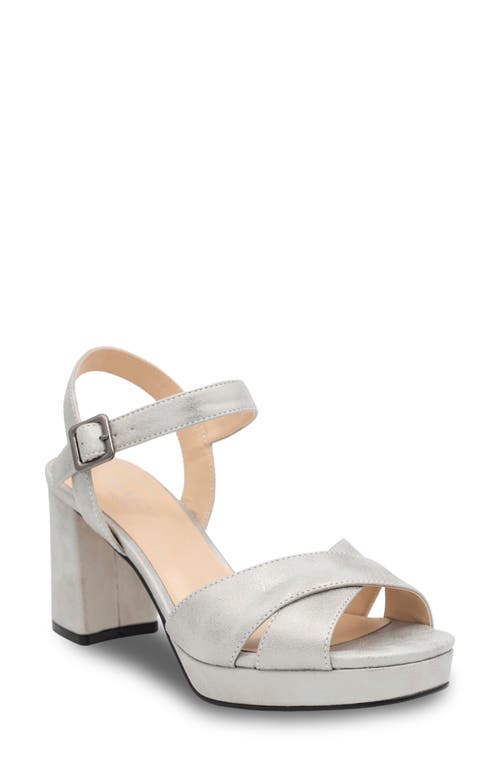 Landon Ankle Strap Platform Sandal in Silver