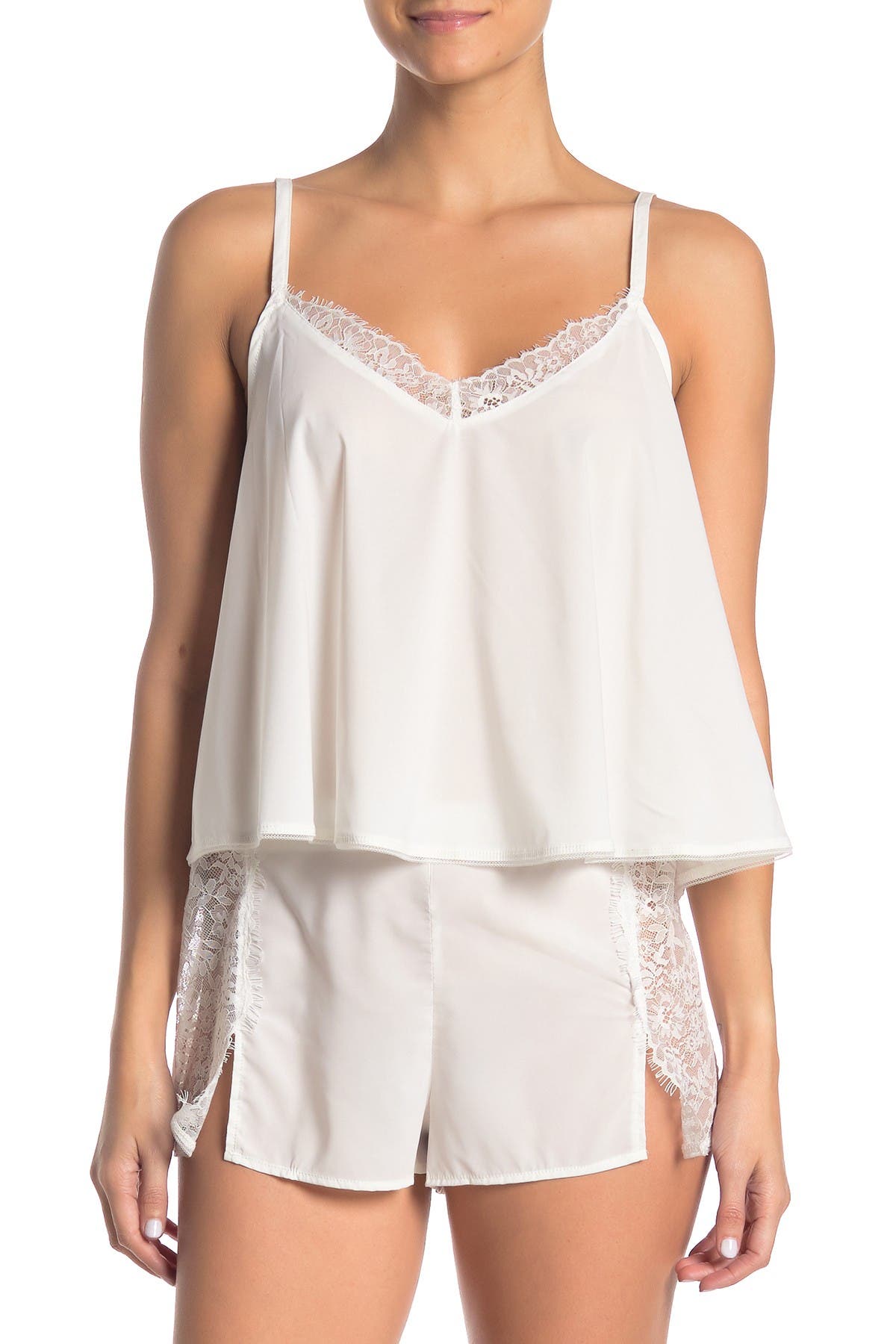 French Connection Lace Trim Camisole & Shorts 2-piece Pajama Set In Summer White