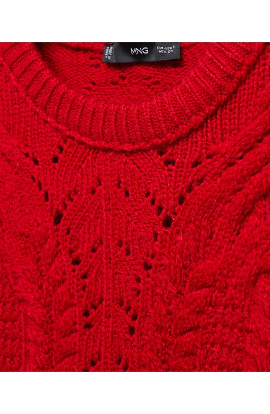 Shop Mango Open Stitch Sweater In Red