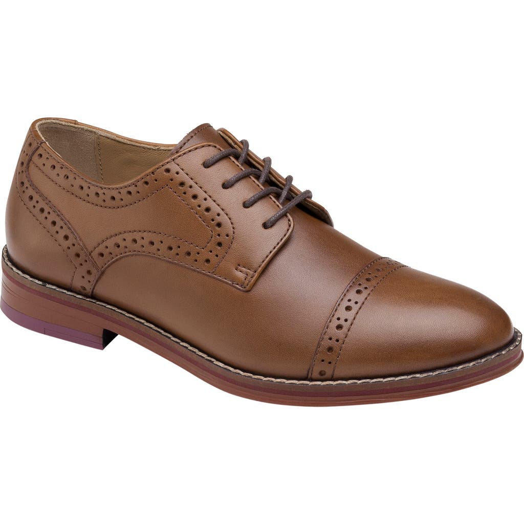 Johnston & Murphy Kids' Conard Cap Toe Derby In Tan Fg Leather