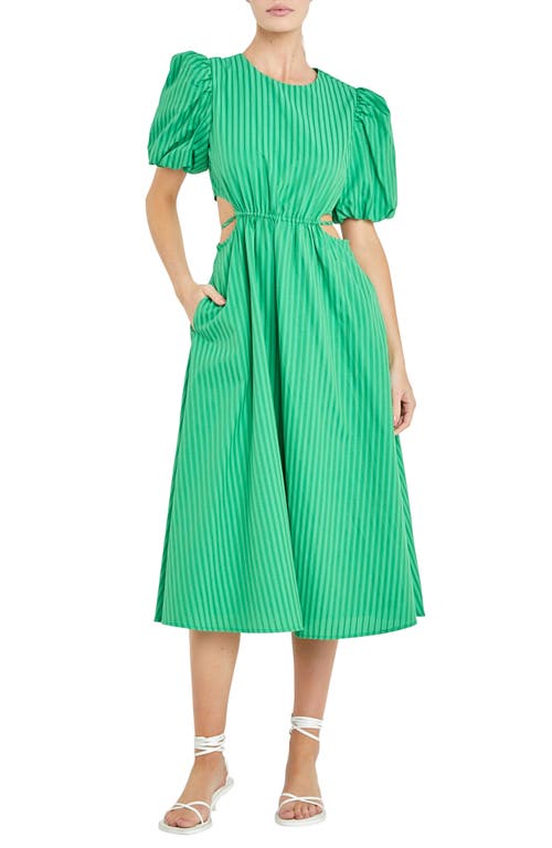 English Factory Stripe Cutout Dress Green at Nordstrom,
