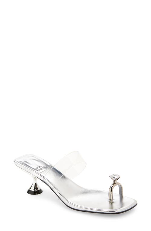 Shop Jeffrey Campbell Love-u Toe Loop Sandal In Silver Mirror Clear