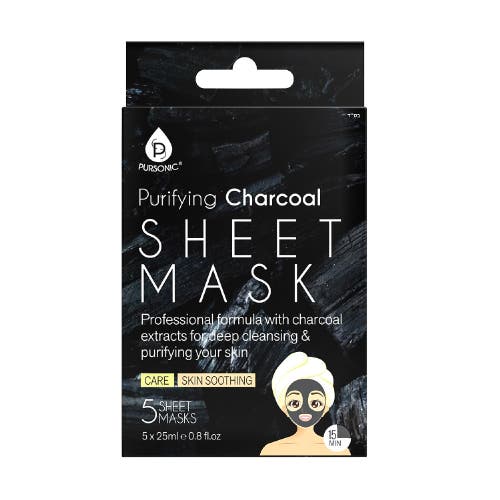 Pursonic Charcoal Sheet Mask + Tea Tree Sheet Mask + Cucumber Sheet Masks + Cleansing Charcoal Nose In Multicolor