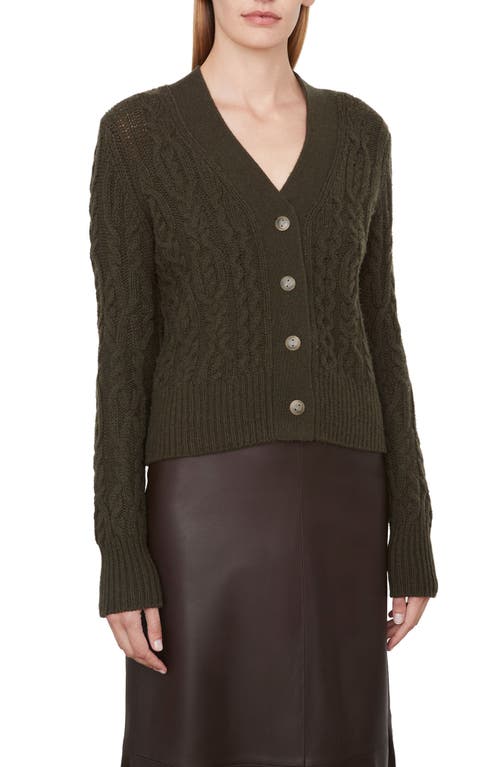 Vince Triple Braid Cable Wool & Cashmere Cardigan in Black Leaf