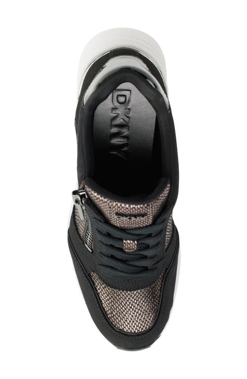 Shop Dkny Kalina Wedge Sneaker In Pewter/black