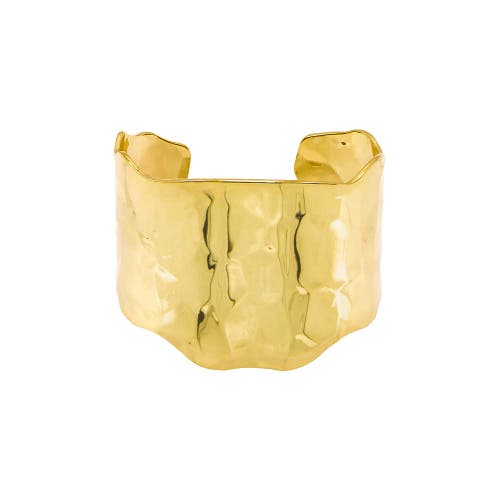 Shop Adina Eden By  Solid Textured Wide Cuff Bangle Bracelet In Gold