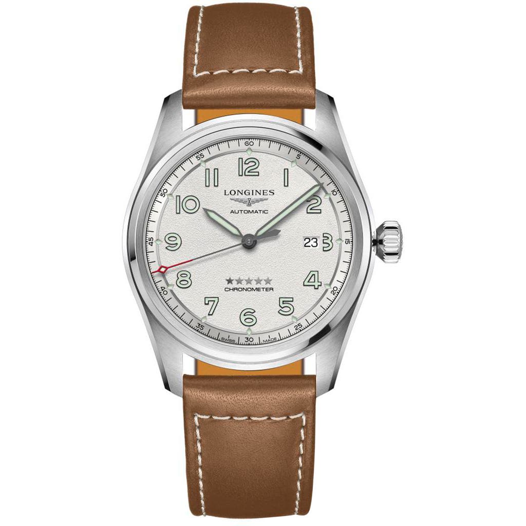 Longines Spirit Automatic Leather Strap Watch, 42mm In Brown