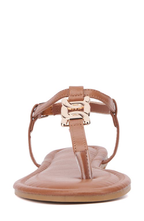 New York And Company Kaia T-strap Sandal In Cognac