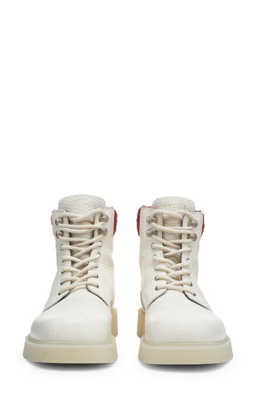 Bottega Veneta Haddock Lace-up Ankle Boot In 8059 White/deep Red