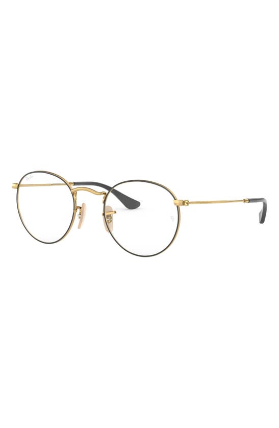 Shop Ray Ban Ray-ban 50mm Round Optical Glasses In Gold Black