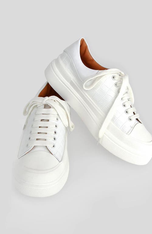 Belle & Bloom Just A Dream Croc Leather Sneaker In White