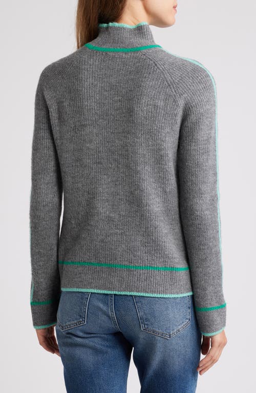 Shop Hatley Contrast Trim Mock Neck Sweater In Grey