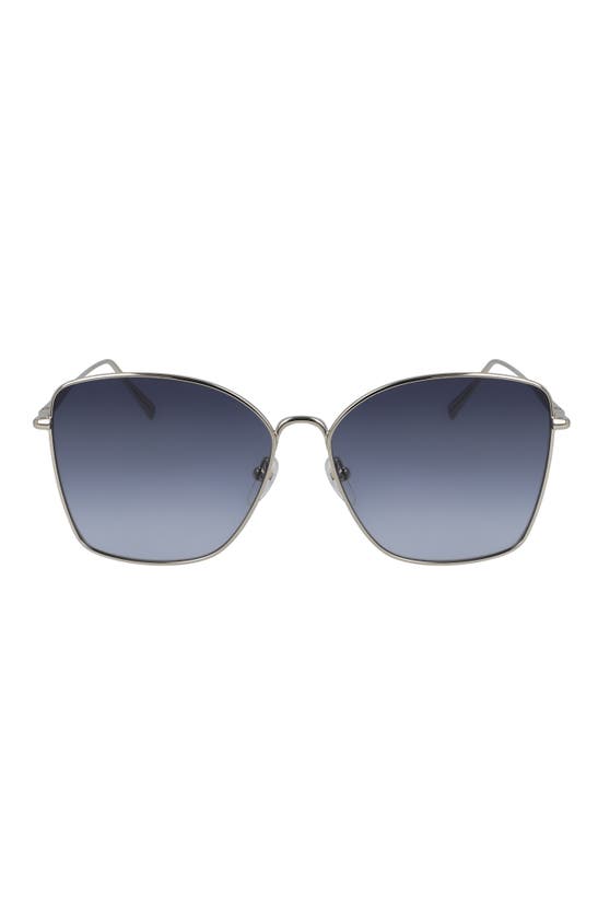 Longchamp Roseau 60mm Gradient Square Sunglasses In Gold/ Smoke