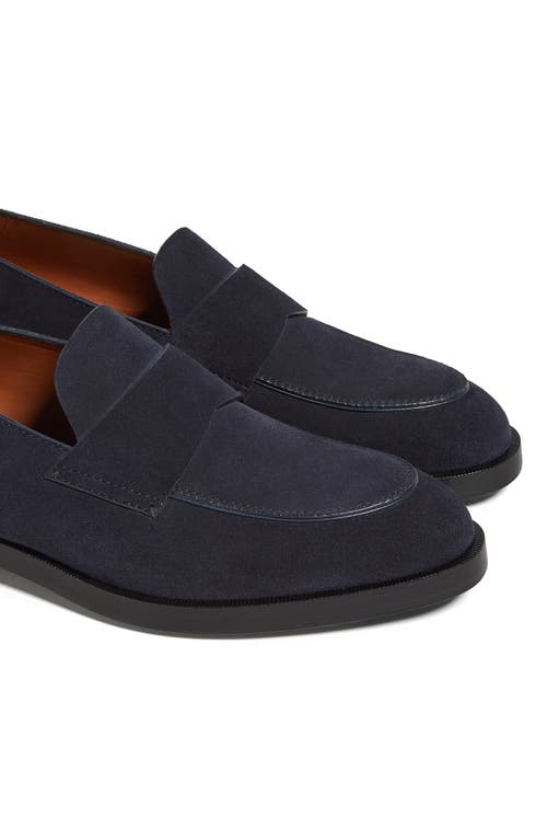 Shop Zegna Torino Suede Loafer In Navy