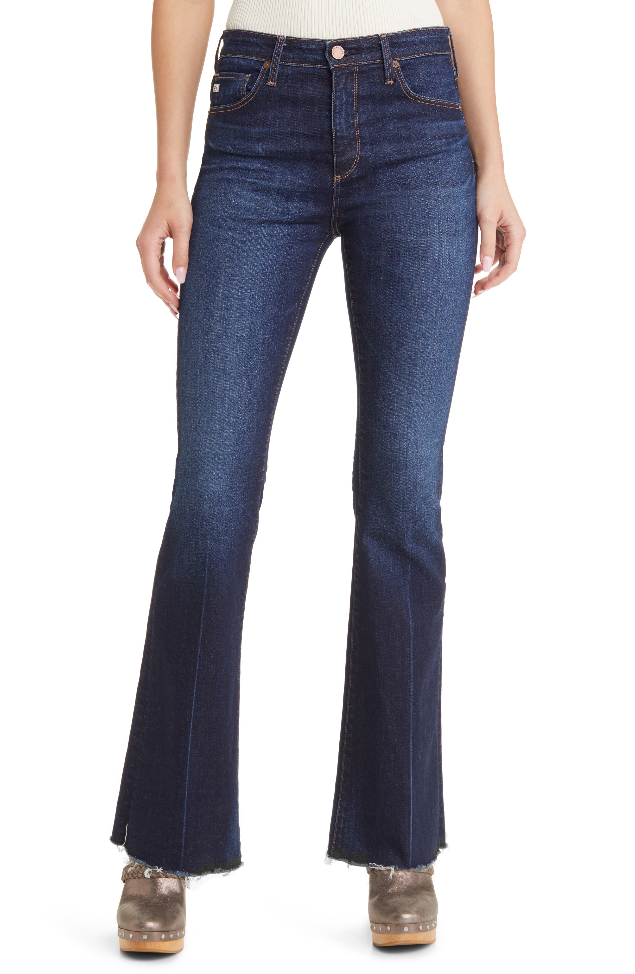AG Farrah Raw Hem High Waist Bootcut Jeans