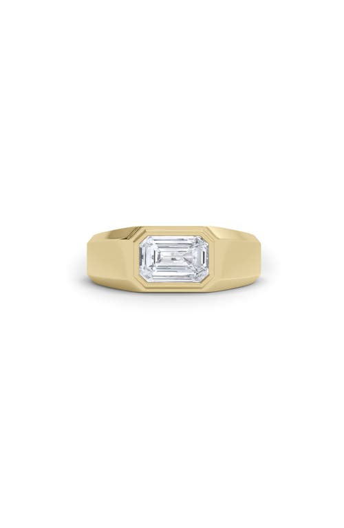 Hautecarat Emerald-cut Lab Grown Diamond Signet Ring In 3.00 Ctw 18k Yellow Gold