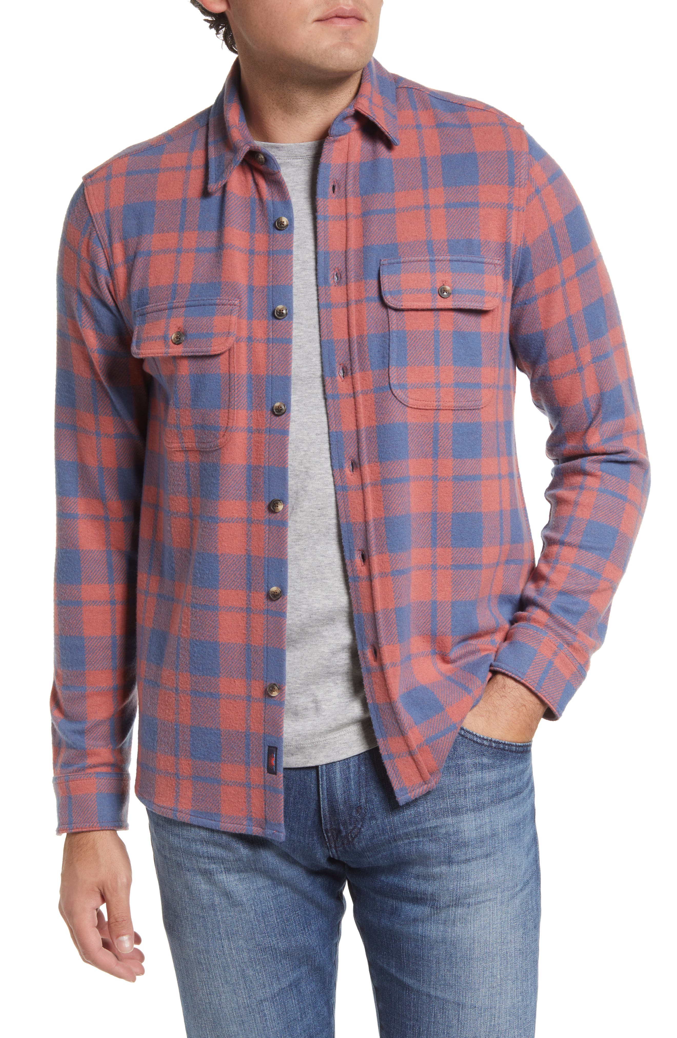 Dale Regular Fit Plaid Flannel Button-Up Overshirt in Red Rum at Nordstrom Nordstrom Men Clothing Shirts Casual Shirts 