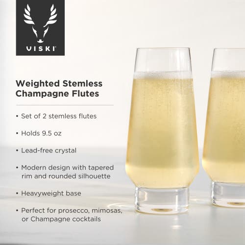 Viski Weighted Stemless Champagne Flutes In Clear
