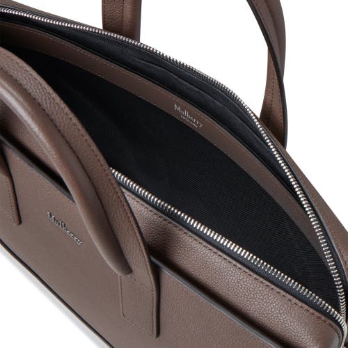 Mulberry Farringdon Leather Briefcase In Taupe Brown