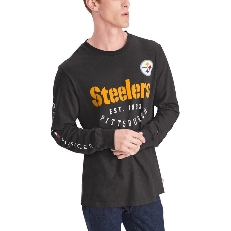 Lids Pittsburgh Steelers Tommy Hilfiger Rugby Long Sleeve Polo - Gray/Black