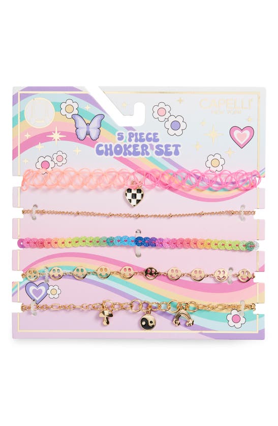 Shop Capelli New York Kids' Assorted 5-pack Choker Necklaces In Pink Multi