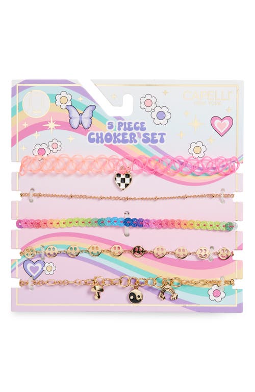 Capelli New York Kids' Assorted 5-Pack Choker Necklaces in Pink Multi at Nordstrom